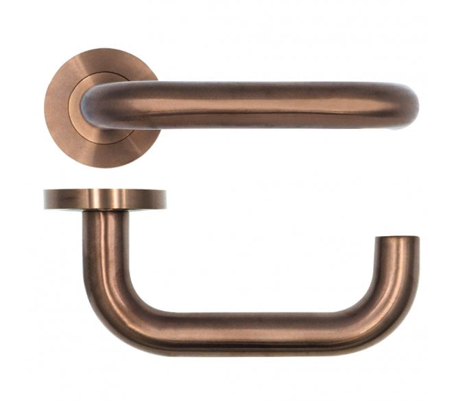 Rosso Tecnica RT030 Maggiore Door Handles on Rose - PVD Satin Bronze