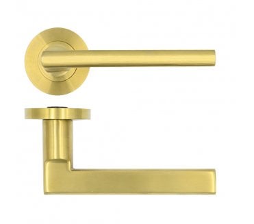 Rosso Tecnica RT040 Varese Door Handles on Rose - PVD Satin Brass