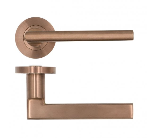 Rosso Tecnica RT040 Varese Door Handles on Rose - PVD Satin Bronze