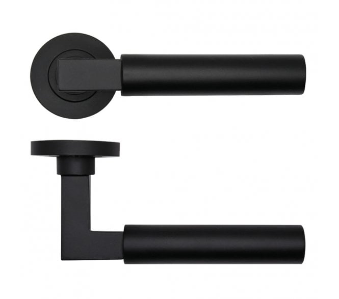 Rosso Tecnica RT050 Garda Door Handles on Rose - Matt Black