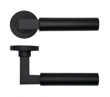 Rosso Tecnica RT050 Garda Door Handles on Rose - Matt Black