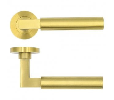 Rosso Tecnica RT050 Garda Door Handles on Rose - PVD Satin Brass