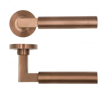 Rosso Tecnica RT050 Garda Door Handles on Rose - PVD Satin Bronze