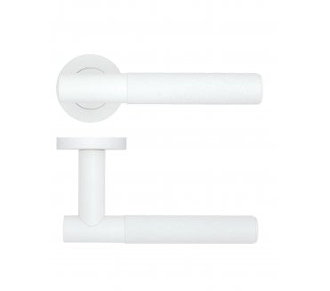 Rosso Tecnica RT060 Orta Knurled Door Handles on Rose - Powder Coat White