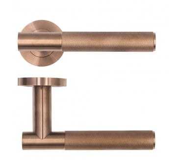 Rosso Tecnica RT060 Orta Knurled Door Handles on Rose - PVD Satin Bronze