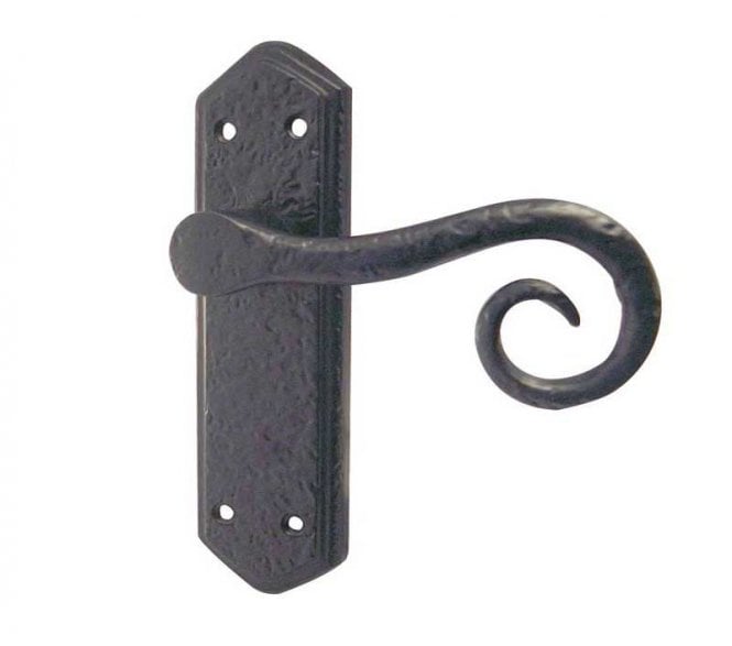 Royal Monkey Tail Door Handles On Backplate - Black Antique