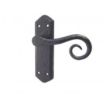 Royal Monkey Tail Door Handles On Backplate - Black Antique