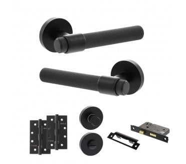 Senza Pari Andretta Door Handle Bathroom Pack (4 Slim Knuckle Hinges x2) - Matt Black