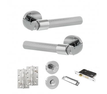 Senza Pari Andretta Door Handle Bathroom Pack (4 Slim Knuckle Hinges x2) - Polished Chrome
