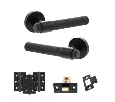 Senza Pari Andretta Door Handle Latch Pack (3 Ball Bearing Hinges x3) - Matt Black