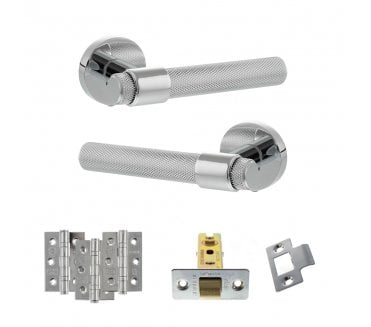 Senza Pari Andretta Door Handle Latch Pack (3 Ball Bearing Hinges x3) - Polished Chrome