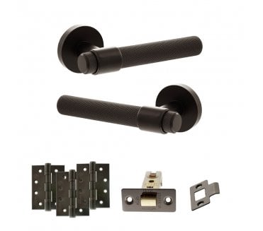 Senza Pari Andretta Door Handle Latch Pack (4 Fire Rated Hinges x3) - Urban Dark Bronze