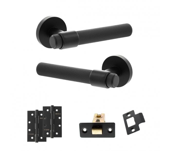 Senza Pari Andretta Door Handle Latch Pack (4 Slim Knuckle Hinges x2) - Matt Black