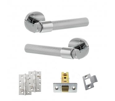 Senza Pari Andretta Door Handle Latch Pack (4 Slim Knuckle Hinges x2) - Polished Chrome