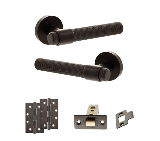 Senza Pari Andretta Door Handle Latch Pack (4 Slim Knuckle Hinges x2) - Urban Dark Bronze