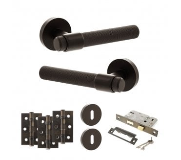 Senza Pari Andretta Door Handle Lock Pack (3 Ball Bearing Hinges x3) - Urban Dark Bronze