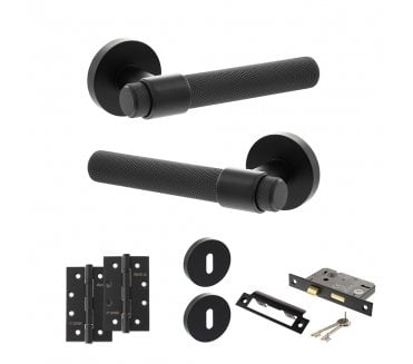 Senza Pari Andretta Door Handle Lock Pack (4 Slim Knuckle Hinges x2) - Matt Black