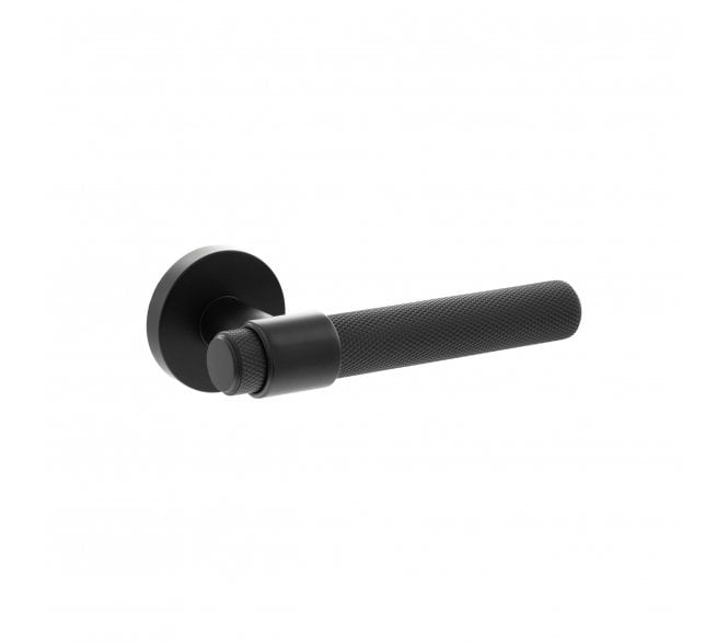 Senza Pari Andretta Knurled Lever On Minimal Round Rose - Matt Black