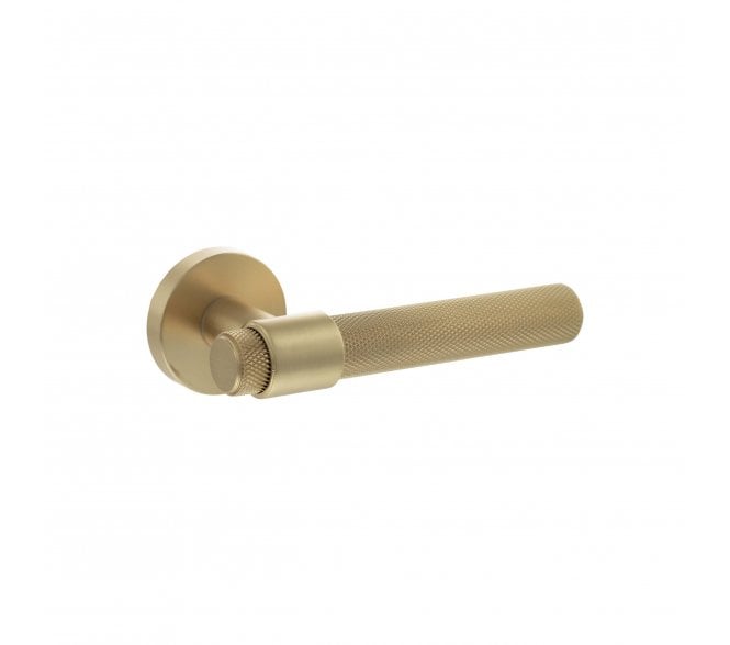Senza Pari Andretta Knurled Lever On Minimal Round Rose - Satin Brass