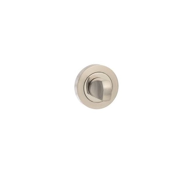 Senza Pari Bathroom Turn & Release On Round Rose - Satin Nickel/Polished Nickel