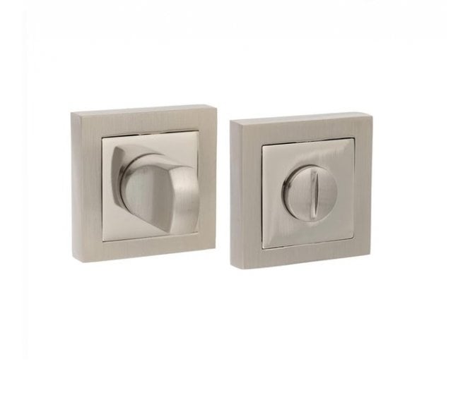 Senza Pari Bathroom Turn & Release On Square Rose - Satin Nickel/Polished Nickel