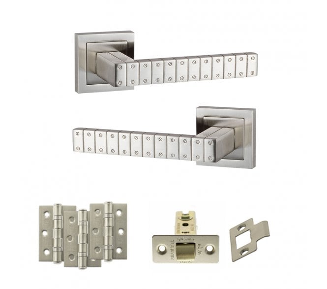 Senza Pari Bianca Door Handle Latch Pack (3 Ball Bearing Hinges x3) - Satin Nickel