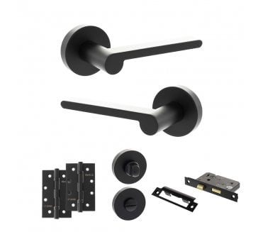 Senza Pari Darrio Door Handle Bathroom Pack (4 Slim Knuckle Hinges x2) - Matt Black