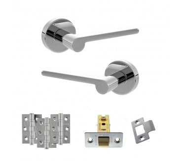 Senza Pari Darrio Door Handle Latch Pack (3 Ball Bearing Hinges x3) - Polished Chrome