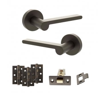 Senza Pari Darrio Door Handle Latch Pack (3 Ball Bearing Hinges x3) - Urban Dark Bronze