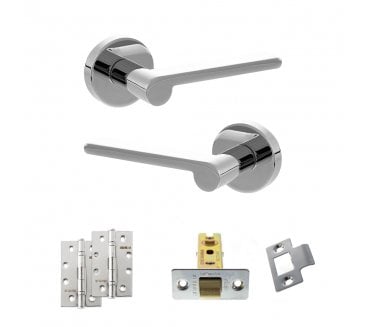 Senza Pari Darrio Door Handle Latch Pack (4 Slim Knuckle Hinges x2) - Polished Chrome