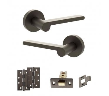 Senza Pari Darrio Door Handle Latch Pack (4 Slim Knuckle Hinges x2) - Urban Dark Bronze