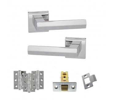 Senza Pari Davoli Door Handle Latch Pack (3 Ball Bearing Hinges x3) - Polished Chrome