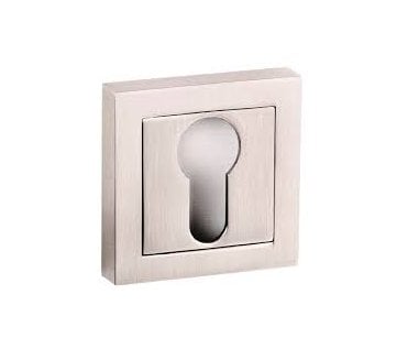 Senza Pari Euro Profile Escutcheons On Square Rose (PAIR)  - Satin Nickel