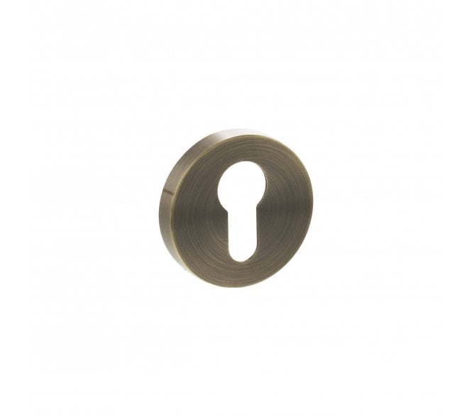 Senza Pari Euro Profile Escutcheons On Minimal Round Rose - Antique Brass