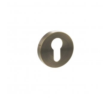 Senza Pari Euro Profile Escutcheons On Minimal Round Rose - Antique Brass