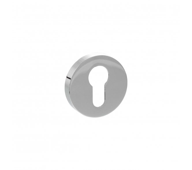 Senza Pari Euro Profile Escutcheons On Minimal Round Rose - Polished Chrome