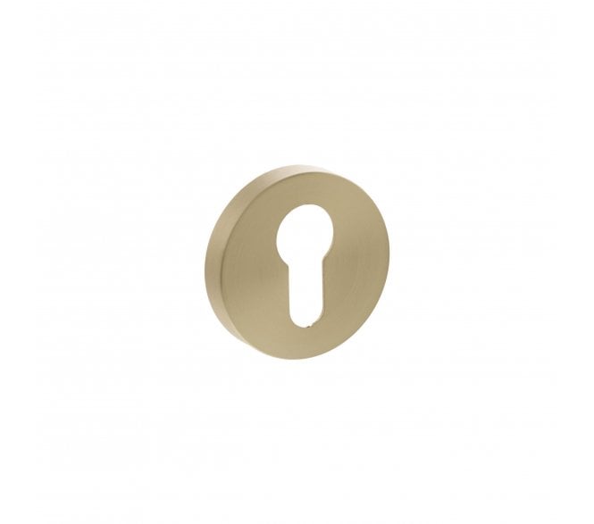 Senza Pari Euro Profile Escutcheons On Minimal Round Rose - Satin Brass