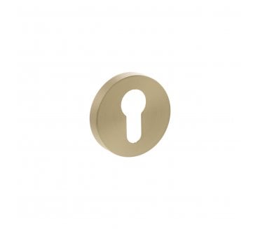 Senza Pari Euro Profile Escutcheons On Minimal Round Rose - Satin Brass