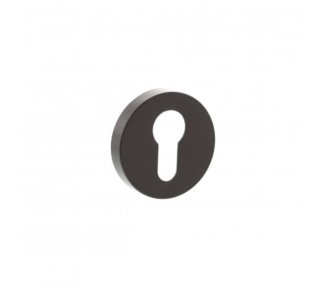 Senza Pari Euro Profile Escutcheons On Minimal Round Rose - Urban Dark Bronze