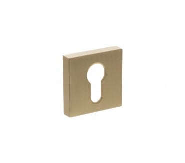 Senza Pari Euro Profile Escutcheons On Minimal Square Rose - Satin Brass