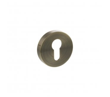 Senza Pari Euro Profile Escutcheons On Round Rose (PAIR)  - Antique Brass