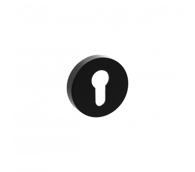 Senza Pari Euro Profile Escutcheons On Round Rose (PAIR)  - Matt Black