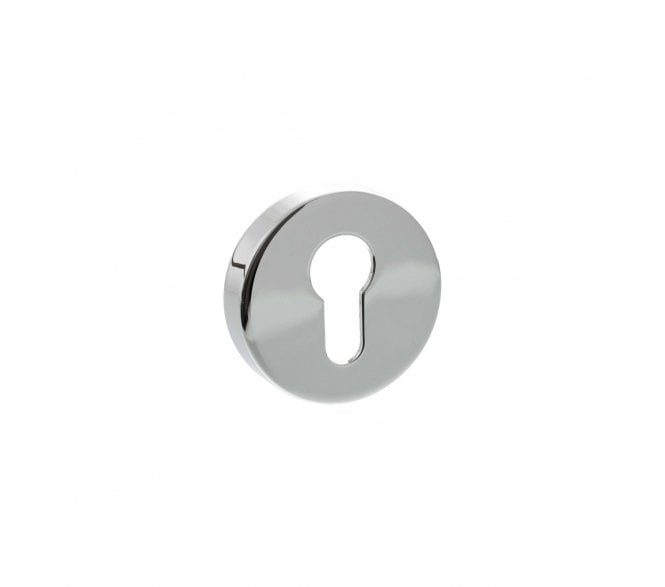 Senza Pari Euro Profile Escutcheons On Round Rose (PAIR)  - Polished Chrome
