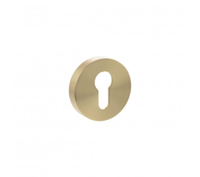 Senza Pari Euro Profile Escutcheons On Round Rose (PAIR)  - Satin Brass