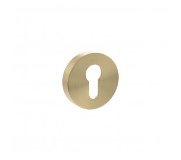 Senza Pari Euro Profile Escutcheons On Round Rose (PAIR)  - Satin Brass