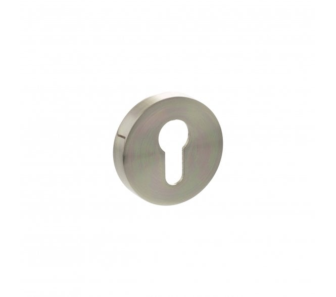 Senza Pari Euro Profile Escutcheons On Round Rose (PAIR)  - Satin Nickel
