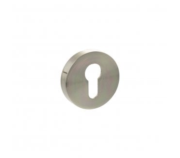 Senza Pari Euro Profile Escutcheons On Round Rose (PAIR)  - Satin Nickel