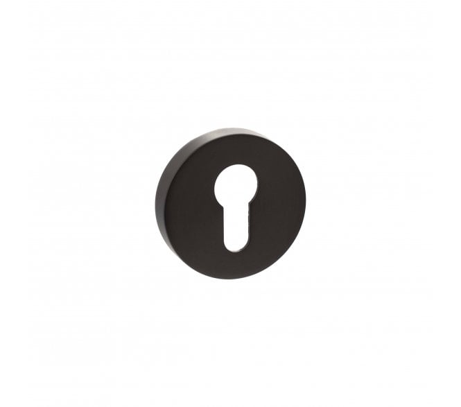 Senza Pari Euro Profile Escutcheons On Round Rose (PAIR)  - Urban Dark Bronze