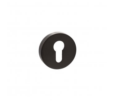 Senza Pari Euro Profile Escutcheons On Round Rose (PAIR)  - Urban Dark Bronze