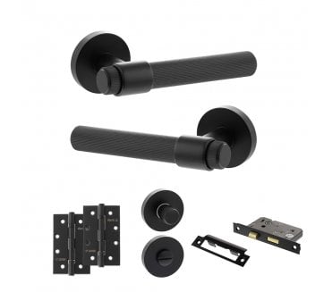 Senza Pari Fasana Door Handle Bathroom Pack (4 Slim Knuckle Hinges x2) - Matt Black